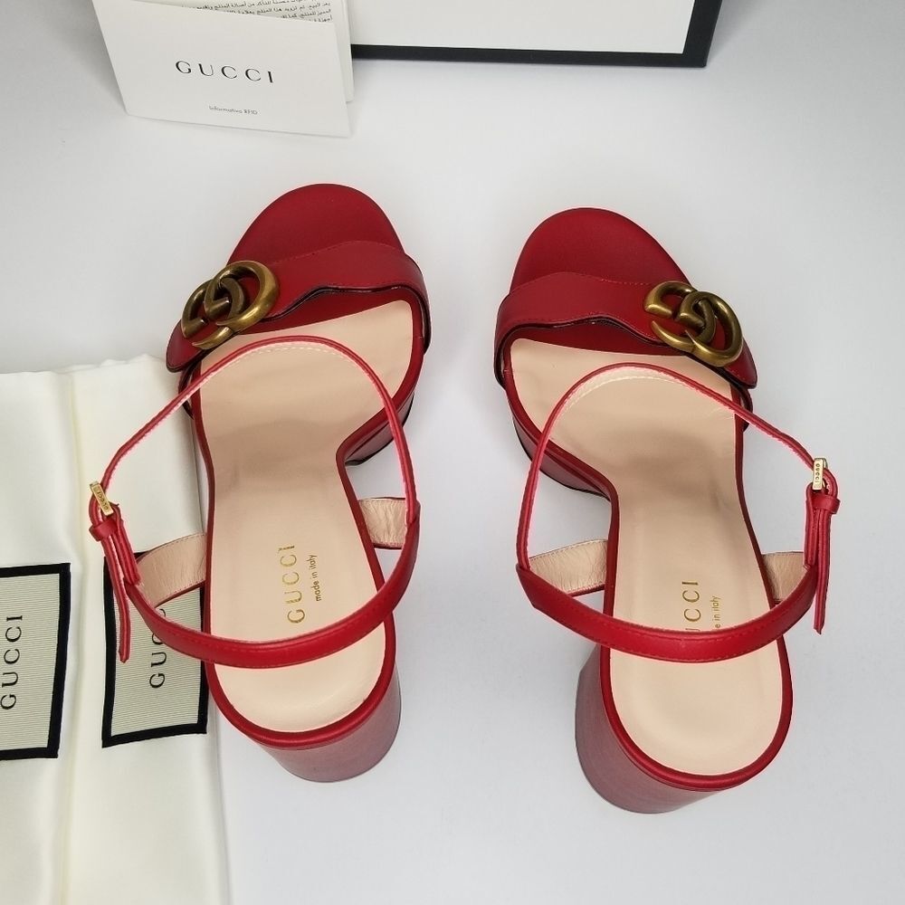 Gucci Blood Red GG Heel Shoes - Picture 10 of 12
